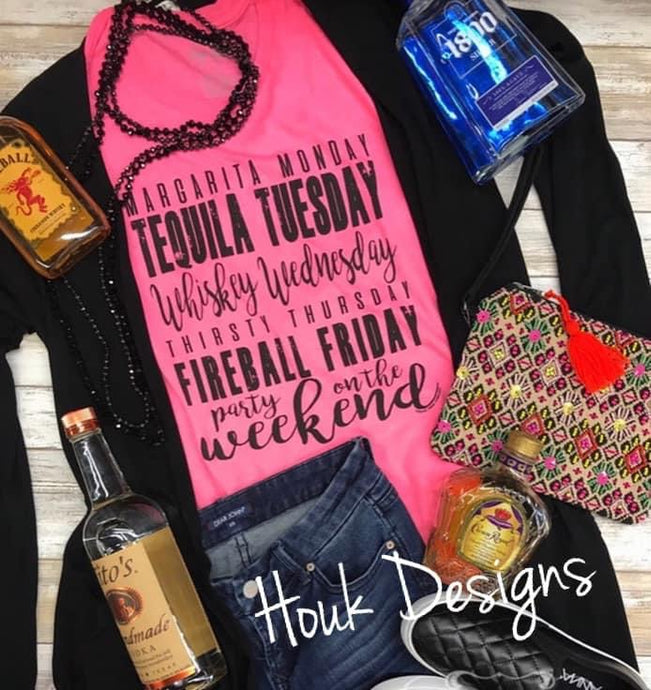 Margarita Monday, Drinking Tee, Neon Pink