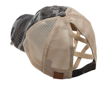 Load image into Gallery viewer, Distressed CC Criss Cross High Pony Tail Cap-MULTIPLE COLORS
